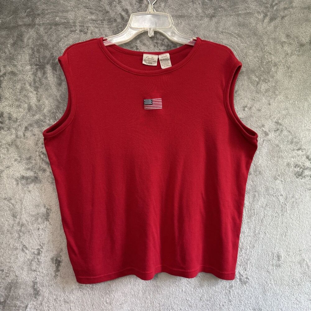 Fiorlini International Plus 18/20W red sleeveless USA flag logo